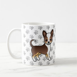 Chocolate Tricolor Smooth Coat Chihuahua & Paws Coffee Mug