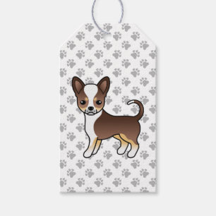 Chocolate Tricolor Smooth Coat Chihuahua & Paws Gift Tags