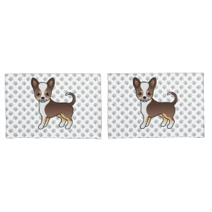 Chocolate Tricolor Smooth Coat Chihuahua & Paws Pillowcase