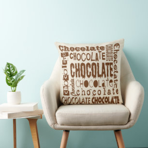 Chocolate Typography Art Square Throw Pillows