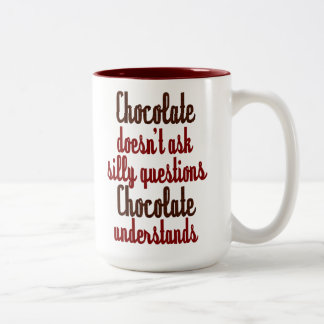 "Chocolate understands" funny quote Two-Tone Coffee Mug