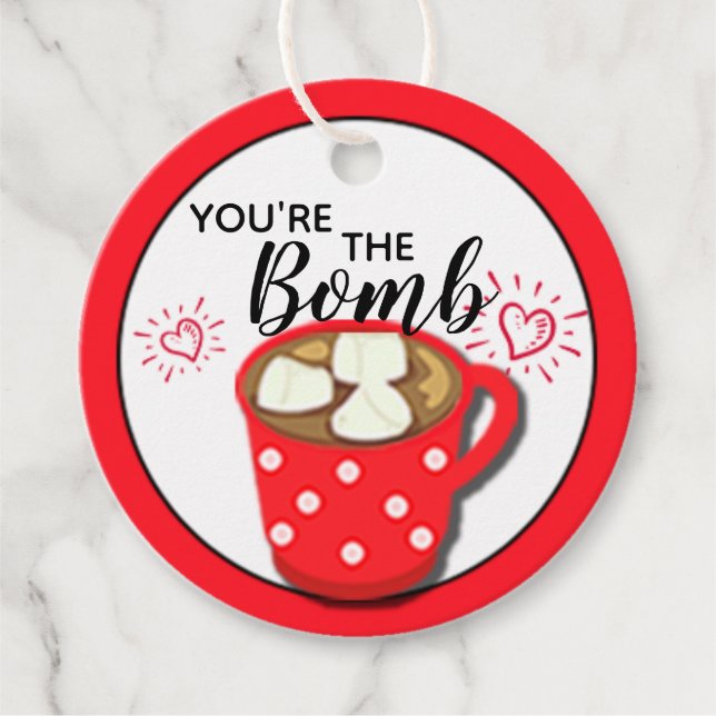 Chocolate Valentine You're the Bomb | Cocoa Bomb Favour Tags (Front)