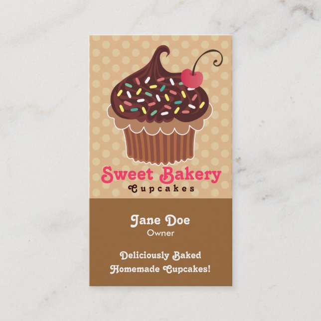 Chocolate & Vanilla Cupcake Business Cards (Front)