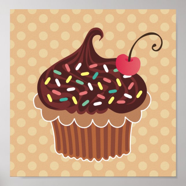 Chocolate & Vanilla Cupcake Canvas Print (Front)