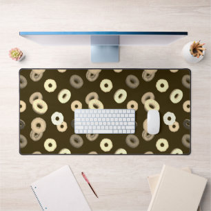Chocolate vanilla donuts elegant pattern brown desk mat