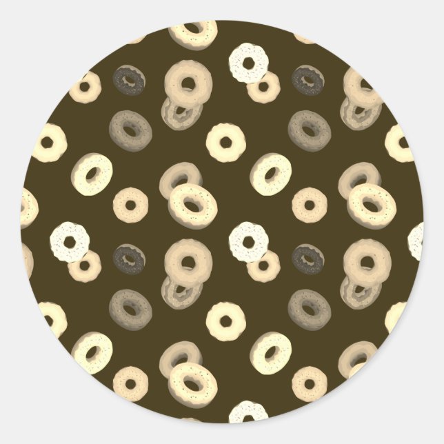Chocolate vanilla doughnuts elegant pattern brown classic round sticker (Front)