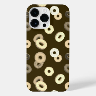 Chocolate vanilla doughnuts elegant pattern brown iPhone 14 pro max case