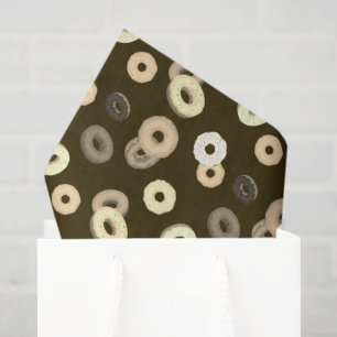 Chocolate vanilla doughnuts elegant pattern brown tissue paper