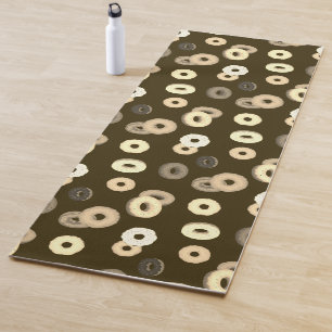 Chocolate vanilla doughnuts elegant pattern brown yoga mat