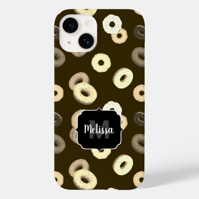 Chocolate vanilla doughnuts pattern brown Monogram Case-Mate iPhone Case (Back)