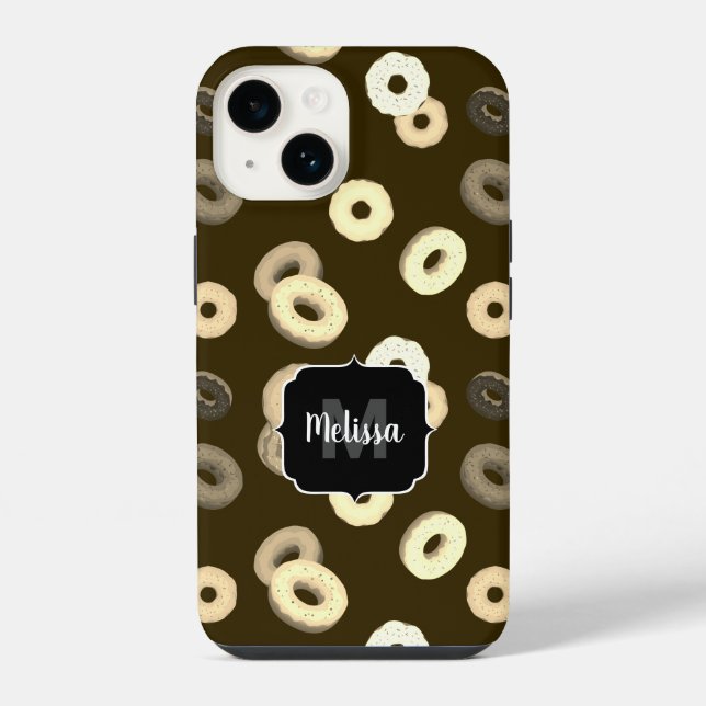 Chocolate vanilla doughnuts pattern brown Monogram iPhone Case (Back)
