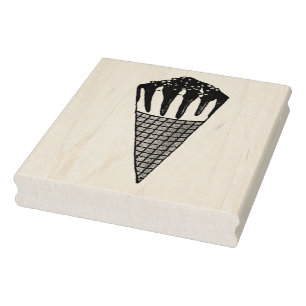 Chocolate Vanilla Ice Cream Nutty Nuts Buddy Cone Rubber Stamp