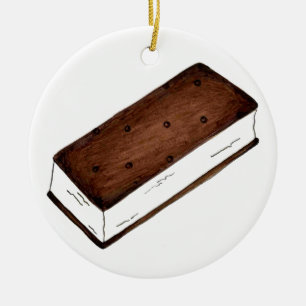 Chocolate Vanilla Ice Cream Sandwich Ceramic Ornament