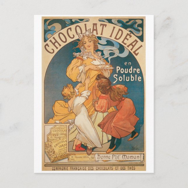 Chocolate ~ Vintage Hot Chocolate Drink Ad Postcard (Front)