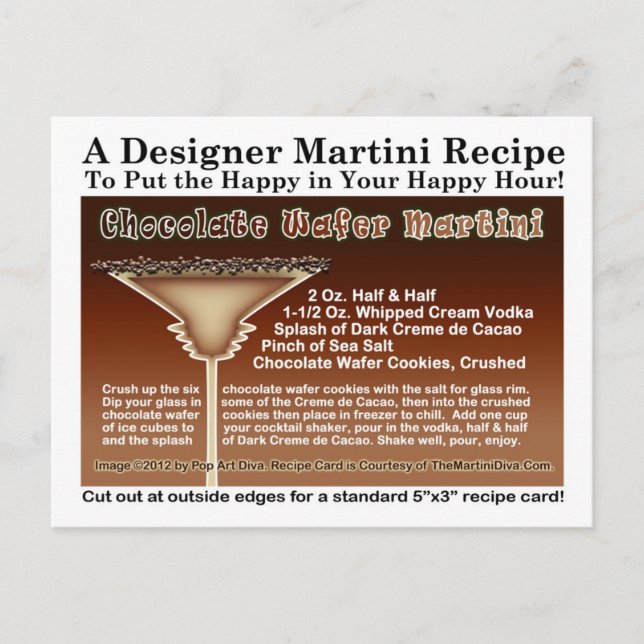 Chocolate Wafer Martini Recipe Postcard (Front)