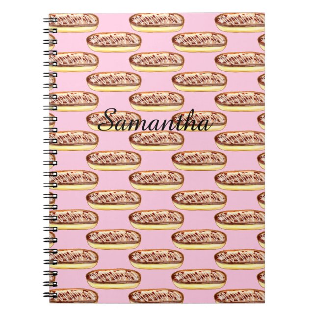 Chocolate Watercolor Eclairs Doughnuts Notebook (Front)