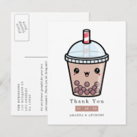 Chocolate Watercolor Floral Wedding Thank You