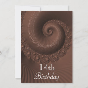 Chocolate Waves And Swirls 14th Birthday Invitation