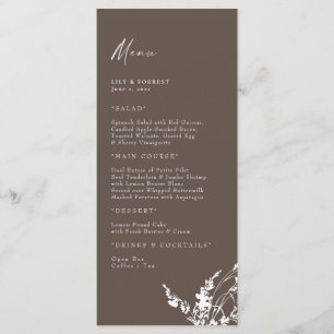 Chocolate Wedding Modern White Floral Menu