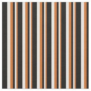 Chocolate, White & Black Stripes Pattern Fabric