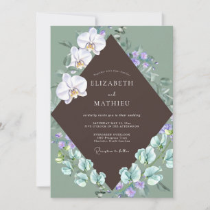 Chocolate White Orchid Wedding Invitation