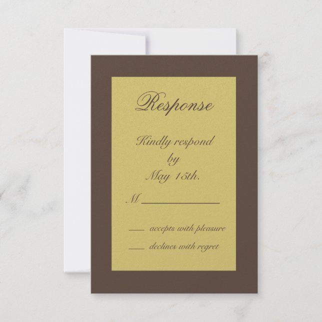 Chocolate with Golden Ribbons RSVP Card (Front)