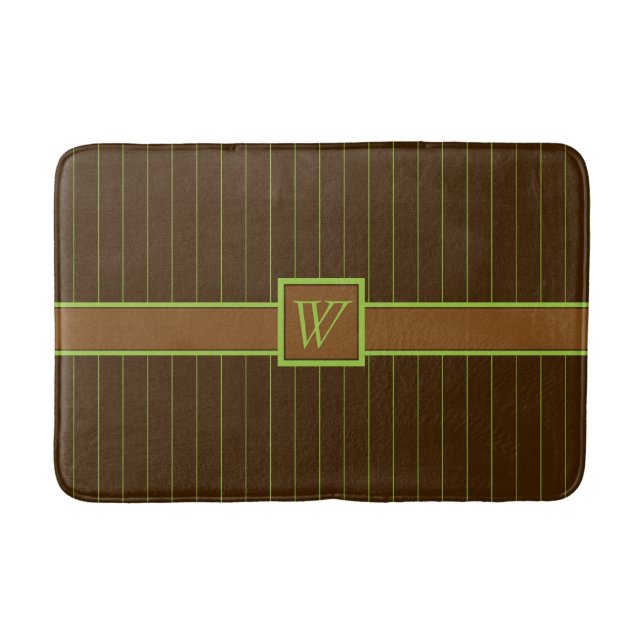 Chocolate with Lime Pinstripes Bath Mat (Front)