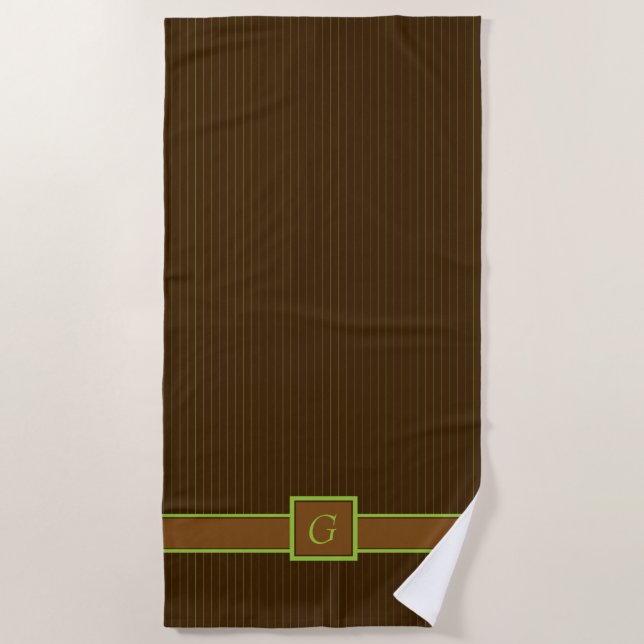 Chocolate with Lime Pinstripes Beach Towel (Front)