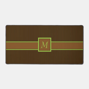Chocolate with Lime Pinstripes Desk Mat