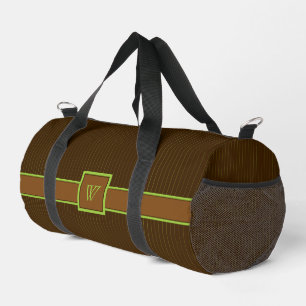 Chocolate with Lime Pinstripes Duffle Bag