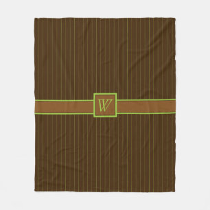 Chocolate with Lime Pinstripes Fleece Blanket