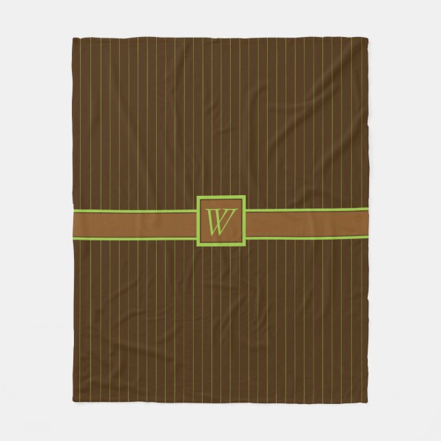 Chocolate with Lime Pinstripes Fleece Blanket (Front)