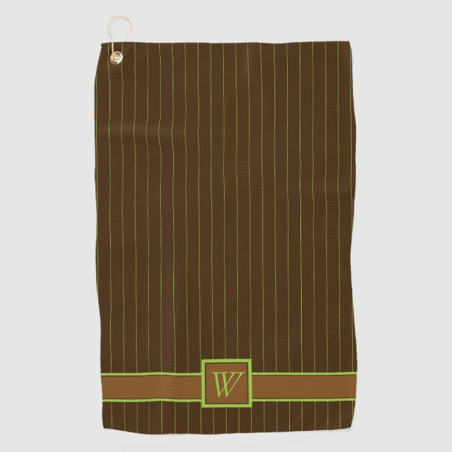 Chocolate with Lime Pinstripes Golf Towel (Front)