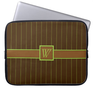 Chocolate with Lime Pinstripes Laptop Sleeve