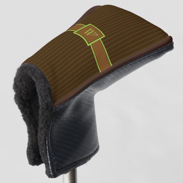 Chocolate with Lime Pinstripes Putter Cover (3/4 Front)