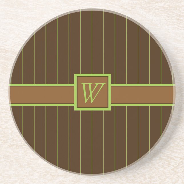 Chocolate with Lime Pinstripes Sandstone Coaster (Front)