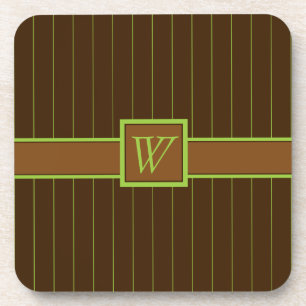 Chocolate with Lime Pinstripes Square Coaster
