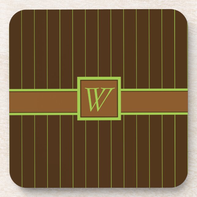Chocolate with Lime Pinstripes Square Coaster (Front)