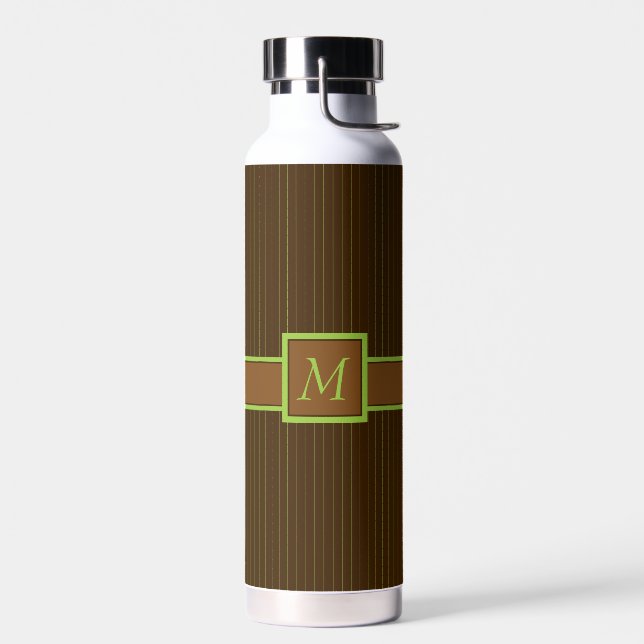 Chocolate with Lime Pinstripes Water Bottle (Left)