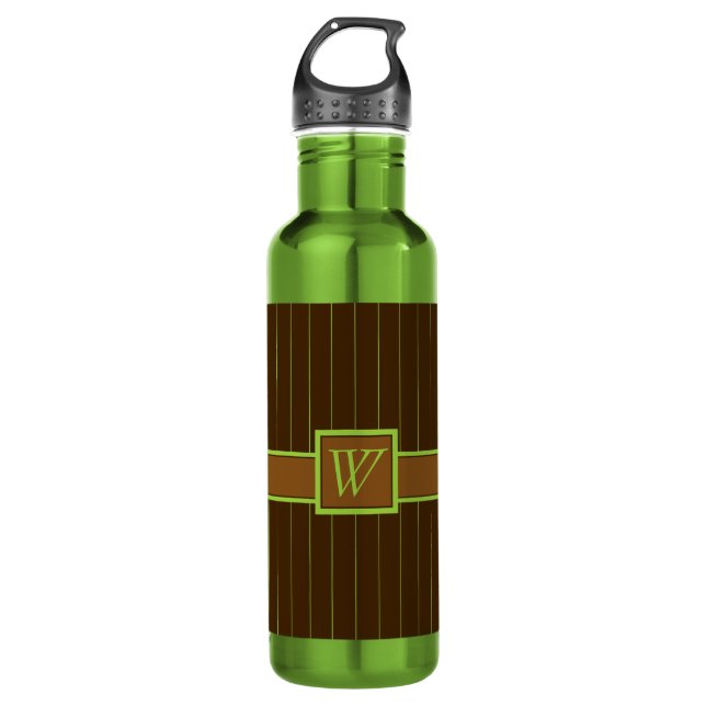 Chocolate with Lime Pinstripes Water Bottle (Front)