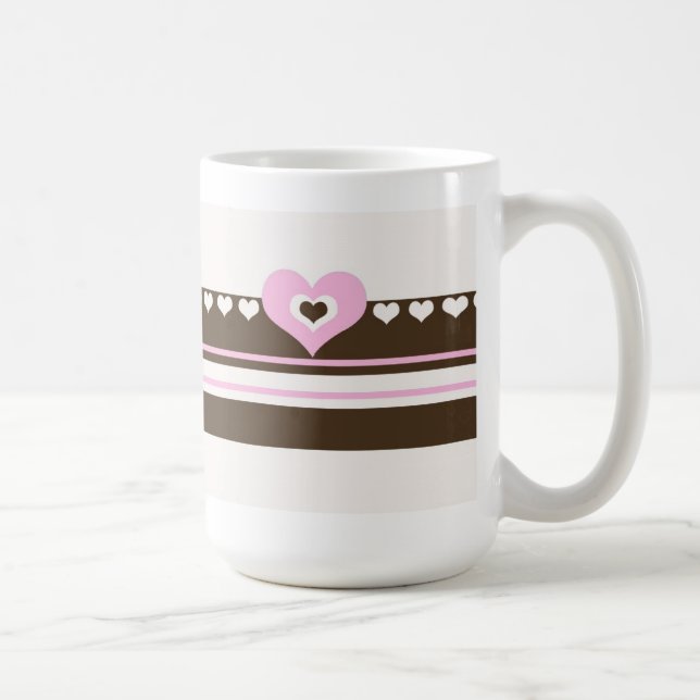 Chocolate with Pink Hearts Coffee Mug (Right)