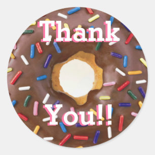 Chocolate with Sprinkles Doughnut  Birthday Thank  Classic Round Sticker