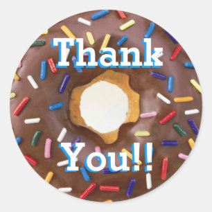 Chocolate with Sprinkles Doughnut Thank You Classic Round Sticker