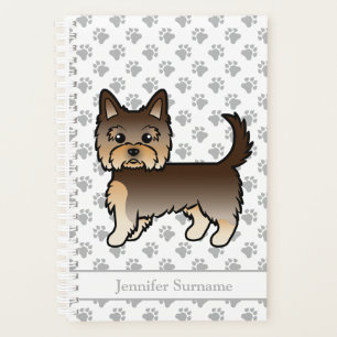 Chocolate Yorkshire Terrier Cartoon Dog & Name Planner