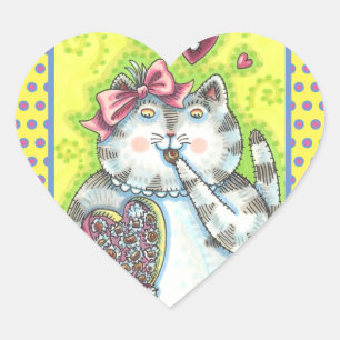 CHOCOLATES FROM KITTEN'S SECRET ADMIRER, VALENTINE HEART STICKER