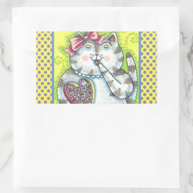 CHOCOLATES FROM KITTEN'S SECRET ADMIRER, VALENTINE RECTANGULAR STICKER (Bag)
