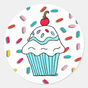 Chocolats Cupcake with Candy Sprinkles Classic Round Sticker