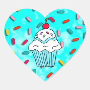 Chocolats Cupcake with Candy Sprinkles Heart Sticker