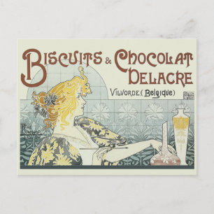 Chocoloate Art Nouveau Woman Postcard
