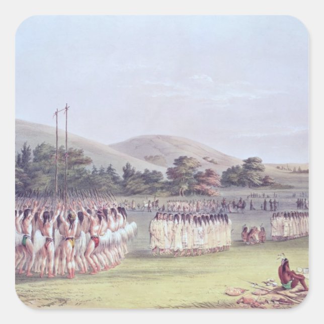 Choctaw Ball-Play Dance, 1834-35 Square Sticker (Front)
